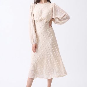 CHICWISH COTTON CANDY SHEER MIDI DRESS IN CREAM
